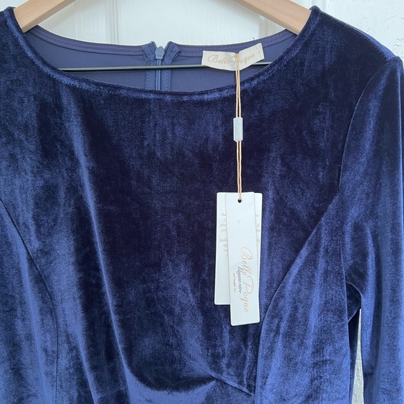 NWT Belle Poque Velvet Dress | SIZE L | Navy blue - Picture 4 of 8